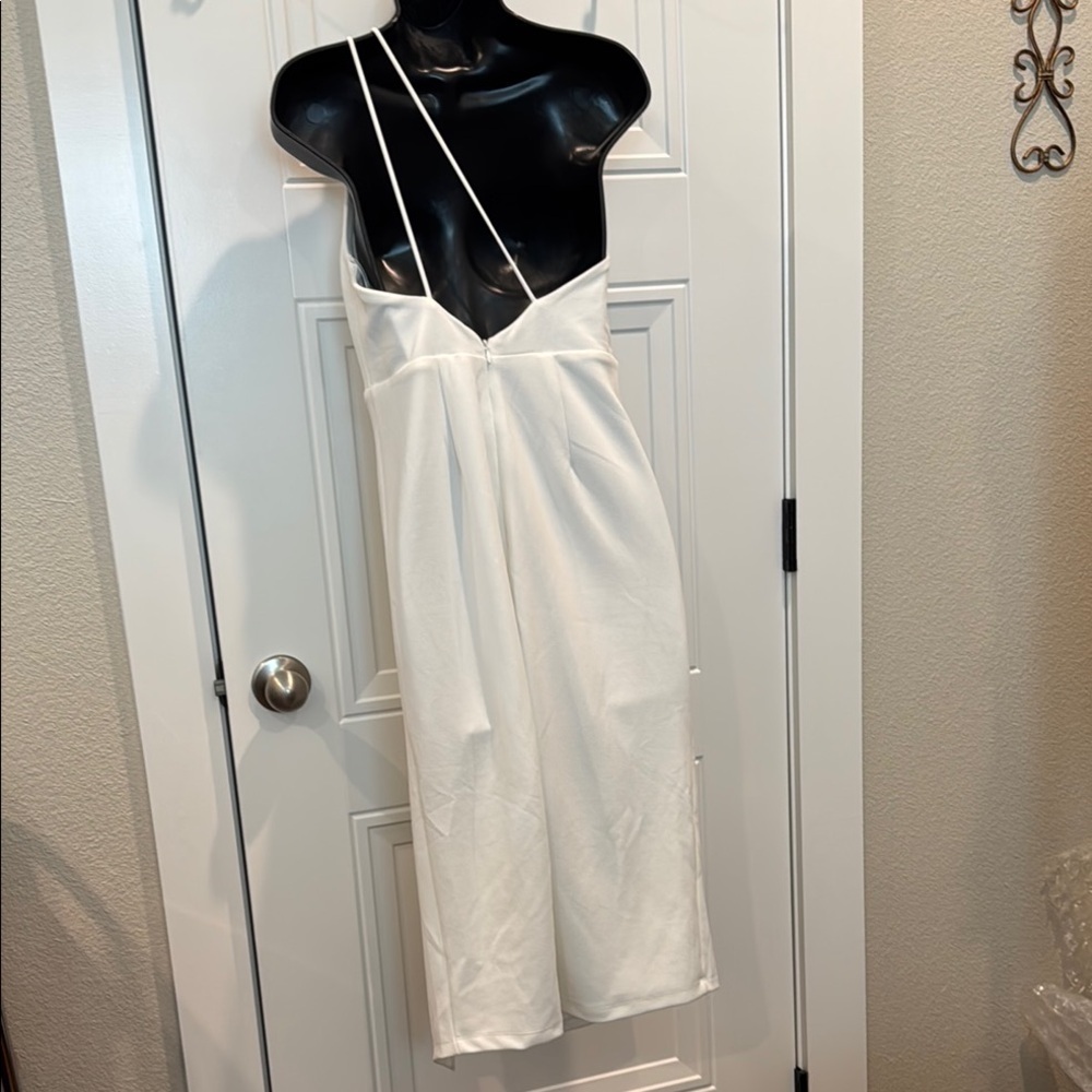 Lena White Asymmetrical One-Shoulder Sheath Dress - Picture 2 of 3